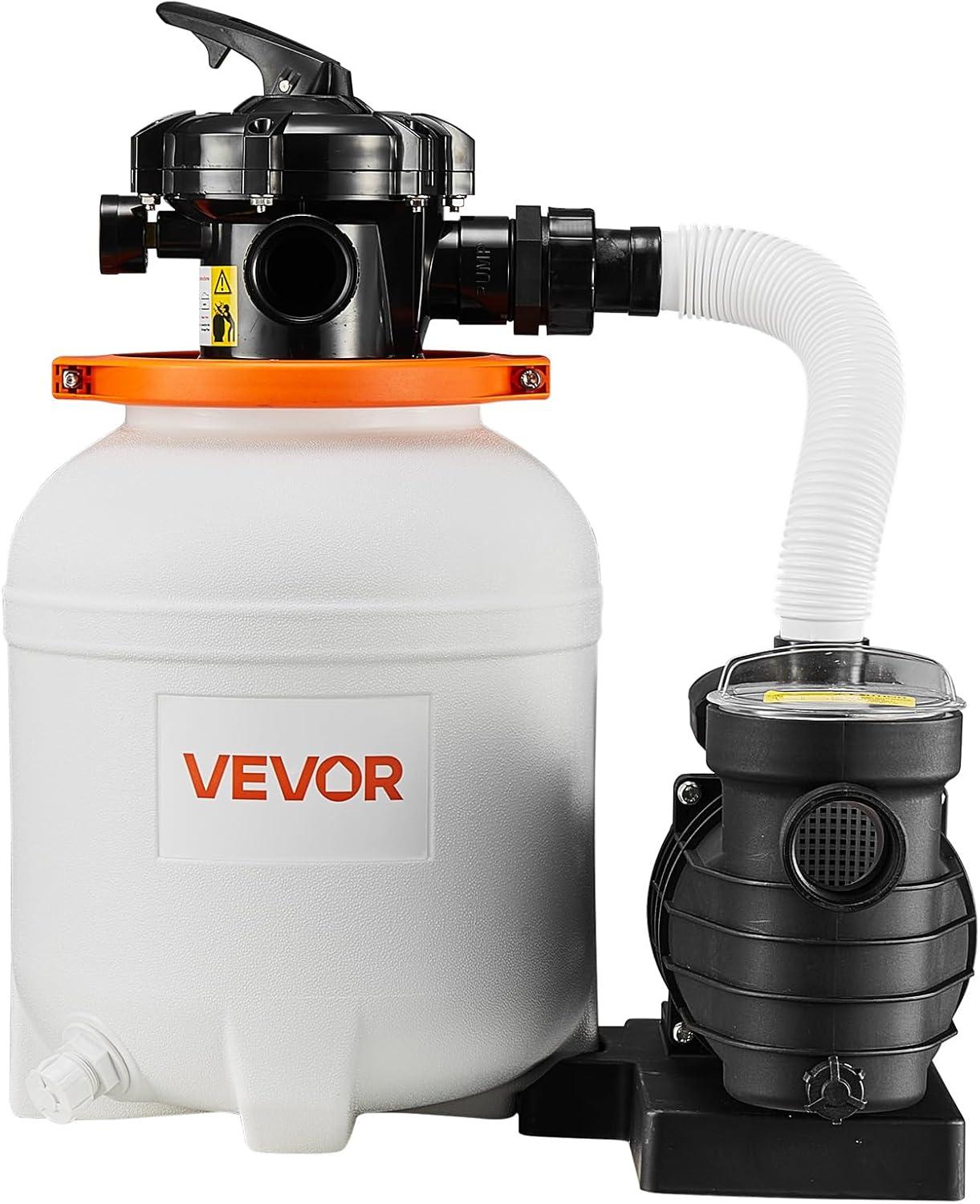 imageVEVOR FlashPure Sand Filter Pump 14 in for Above Ground Pool 075 HP 3500 GPH Swimming Pool Filter System with Timer 6X Faster Filtration Media Installed LeakResistant Ready to Use Out of Box12 inch  05 HP  3000 GPH