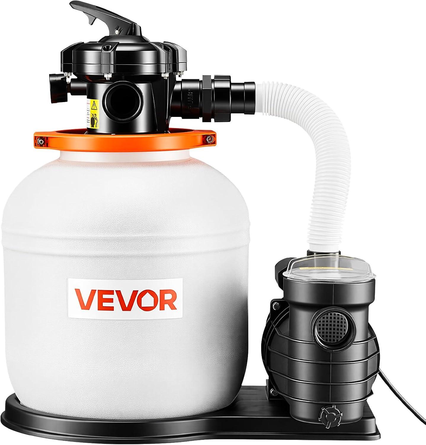 imageVEVOR FlashPure Sand Filter Pump 14 in for Above Ground Pool 075 HP 3500 GPH Swimming Pool Filter System with Timer 6X Faster Filtration Media Installed LeakResistant Ready to Use Out of Box14 inch  075 HP  3500 GPH