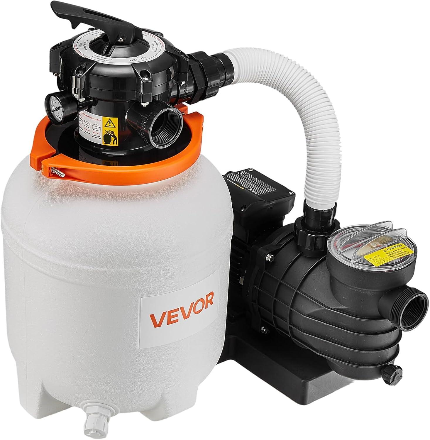 imageVEVOR FlashPure Sand Filter Pump 14 in for Above Ground Pool 075 HP 3500 GPH Swimming Pool Filter System with Timer 6X Faster Filtration Media Installed LeakResistant Ready to Use Out of Box12 inch  05 HP  3000 GPH