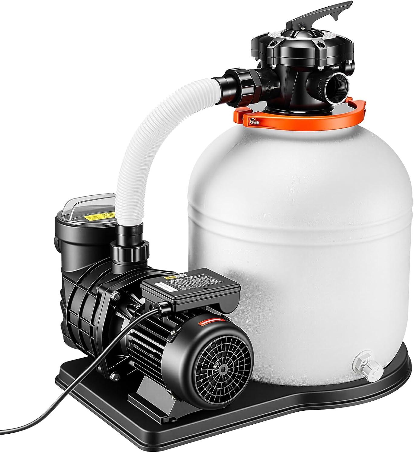 imageVEVOR FlashPure Sand Filter Pump 14 in for Above Ground Pool 075 HP 3500 GPH Swimming Pool Filter System with Timer 6X Faster Filtration Media Installed LeakResistant Ready to Use Out of Box16 inch  1 HP  4400 GPH