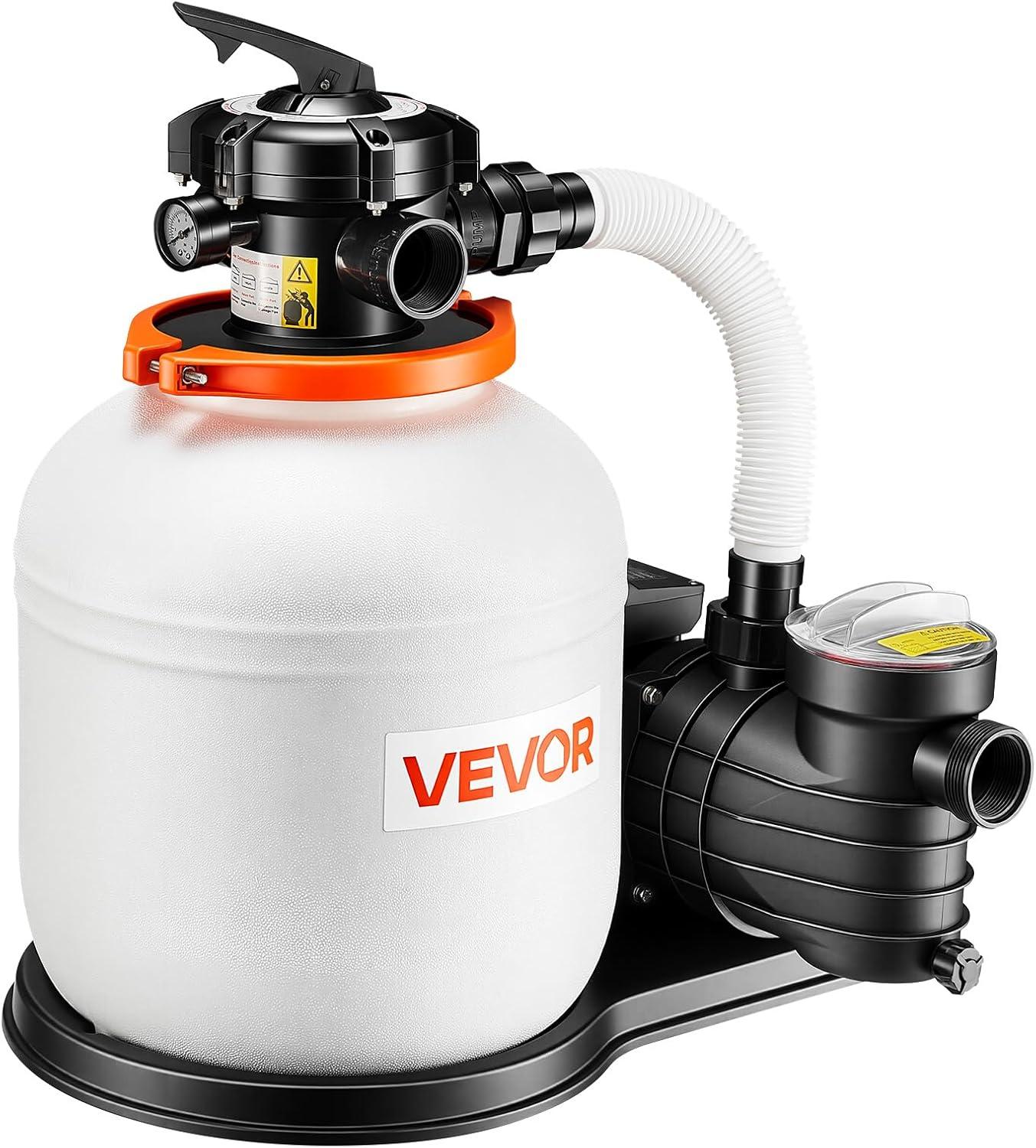 imageVEVOR FlashPure Sand Filter Pump 14 in for Above Ground Pool 075 HP 3500 GPH Swimming Pool Filter System with Timer 6X Faster Filtration Media Installed LeakResistant Ready to Use Out of Box14 inch  075 HP  3500 GPH