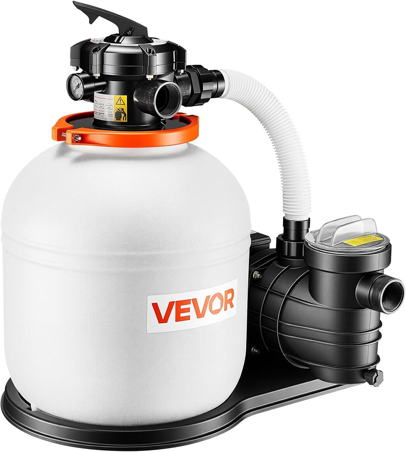 imageVEVOR FlashPure Sand Filter Pump 14 in for Above Ground Pool 075 HP 3500 GPH Swimming Pool Filter System with Timer 6X Faster Filtration Media Installed LeakResistant Ready to Use Out of Box16 inch  1 HP  4400 GPH