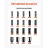 imageVEVOR 12 Drive Impact Socket Set 29Piece Deep Sockets Standard SAE 38 to 1 inch and Metric 10 to 24 mm Size 6 Point CRV Steel Extension Bars 3 5 1012 19PCS Deep