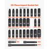 imageVEVOR 12 Drive Impact Socket Set 29Piece Deep Sockets Standard SAE 38 to 1 inch and Metric 10 to 24 mm Size 6 Point CRV Steel Extension Bars 3 5 1012 29 PCS