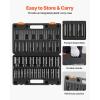 imageVEVOR 12 Drive Impact Socket Set 29Piece Deep Sockets Standard SAE 38 to 1 inch and Metric 10 to 24 mm Size 6 Point CRV Steel Extension Bars 3 5 1012 19PCS Deep