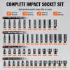 imageVEVOR 12 Drive Impact Socket Set 29Piece Deep Sockets Standard SAE 38 to 1 inch and Metric 10 to 24 mm Size 6 Point CRV Steel Extension Bars 3 5 1014 55PCS