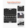 imageVEVOR 12 Drive Impact Socket Set 29Piece Deep Sockets Standard SAE 38 to 1 inch and Metric 10 to 24 mm Size 6 Point CRV Steel Extension Bars 3 5 1034 29PCS CRMO