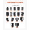 imageVEVOR 12 Drive Impact Socket Set 29Piece Deep Sockets Standard SAE 38 to 1 inch and Metric 10 to 24 mm Size 6 Point CRV Steel Extension Bars 3 5 1034 21PCS