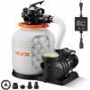 imageVEVOR FlashPure Sand Filter Pump 14 in for Above Ground Pool 075 HP 3500 GPH Swimming Pool Filter System with Timer 6X Faster Filtration Media Installed LeakResistant Ready to Use Out of Box14 inch  075 HP  3500 GPH