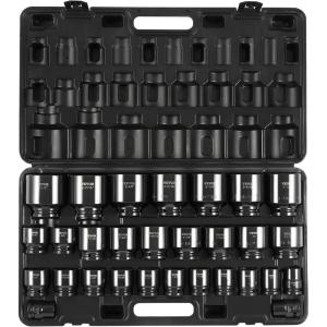 imageVEVOR 12 Drive Impact Socket Set 29Piece Deep Sockets Standard SAE 38 to 1 inch and Metric 10 to 24 mm Size 6 Point CRV Steel Extension Bars 3 5 1034 29PCS CRMO