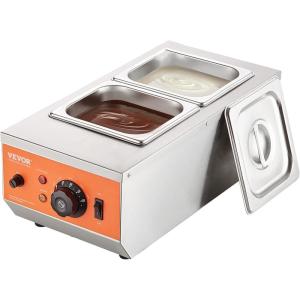 imageVEVOR Chocolate Tempering Machine 9 Lbs 2 Tanks Chocolate Melting Pot TEMP Control 86185 1500W Stainless Steel Electric Commercial Food Warmer For ChocolateMilkCream Melting and Heating2 Tank 9 LB