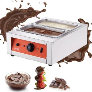 imageVEVOR Chocolate Tempering Machine 9 Lbs 2 Tanks Chocolate Melting Pot TEMP Control 86185 1500W Stainless Steel Electric Commercial Food Warmer For ChocolateMilkCream Melting and Heating2 Tank 176 LB