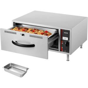 imageVEVOR Commercial Electric Drawer Warmer SingleDrawer Stainless Steel Food Warmer Freestanding Standard Warming Drawer Cabinet 85F185F Wide Temperature Range for Restaurant Hotel amp BakerySingle Drawer