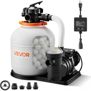 imageVEVOR FlashPure Sand Filter Pump 14 in for Above Ground Pool 075 HP 3500 GPH Swimming Pool Filter System with Timer 6X Faster Filtration Media Installed LeakResistant Ready to Use Out of Box16 inch  1 HP  4400 GPH