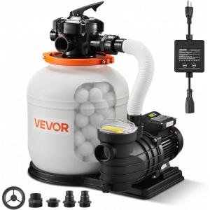 imageVEVOR FlashPure Sand Filter Pump 14 in for Above Ground Pool 075 HP 3500 GPH Swimming Pool Filter System with Timer 6X Faster Filtration Media Installed LeakResistant Ready to Use Out of Box14 inch  075 HP  3500 GPH