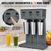 imageVEVOR Milkshake Maker 375W x 2 Electric Machine Commercial Double Heads Drink Mixer Blender LED Intelligent Microswitch 3Speed Mixer With 2 x 820 ml Stainless Steel CupsTriple Heads Digital