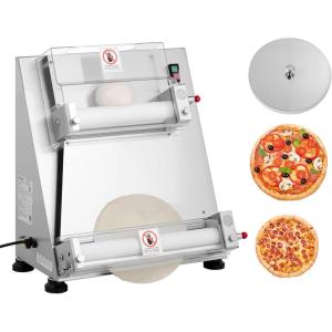 imageVEVOR Pizza Dough Roller Sheeter 316 Inch Semiautomatic Stainless Steel Pizza Press Commercial Electric 390W Pasta Maker Machine 260 pcs Per Hour Adjustable Thickness with Dough Press Lid316 Inch