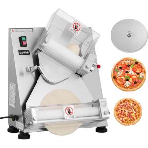 imageVEVOR Pizza Dough Roller Sheeter 316 Inch Semiautomatic Stainless Steel Pizza Press Commercial Electric 390W Pasta Maker Machine 260 pcs Per Hour Adjustable Thickness with Dough Press Lid314 inch
