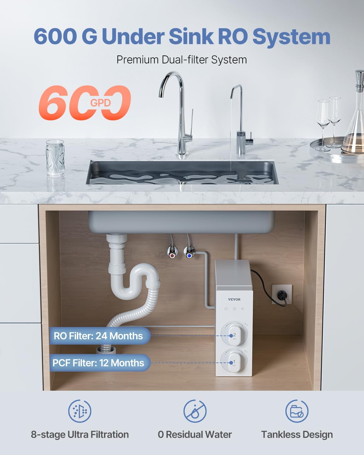 image:imageVEVOR Skincare Water Filter Faucet Mount Water Filters with MicroNano Bubble for Skin Sink Tap Purifier Removes Chlorine with 1 Filter for Kitchen and Bathroom Faucets Pink  GoldWhite