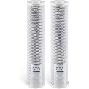 image:imageVEVOR KDF Whole House Water Filter 20 x 45 Inch Universal Fit Cartridge 100000 Gal Capacity Coconut Shell GAC  Copper Zinc Alloy Reduces Heavy Metals Chlorine Bad Taste amp OdorCTO Filter x 2 Pack