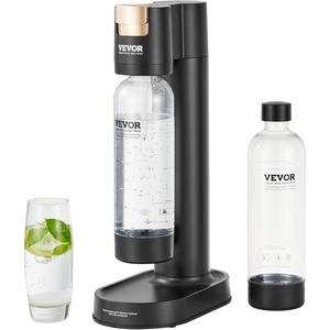 image:imageVEVOR Sparkling Water Maker Soda Maker Machine for Home Carbonating Seltzer Water Starter Kit with 2 BPAfree 1L PET Bottles Compatible with Mainstream Screwin 60L CO2 CylinderNOT Included Black2 bottles