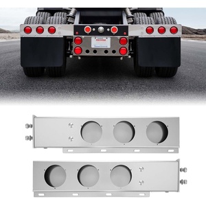 image:imageVEVOR Stainless Steel Mud Flap Hangers with Light Cutouts 212 Bolt Spacing Spring Loaded Mudflap Hangers for Semi Trucks 1 Pair Heavy Duty Semi Truck Mud Flap Hanger Set SilverSilver  Light Hole 212 Bolt Spacing
