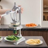 image:imageVEVOR Commercial Vegetable Fruit Chopper Stainless Steel French Fry Cutter w 4 Blades 14 38 12 Vegetable Chopper Dicer wStainless Bowl Heavy Duty Cutter for Potato Tomato Onion Mushroom14  38  12  Juicer Plate