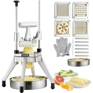 image:imageVEVOR Commercial Vegetable Fruit Chopper Stainless Steel French Fry Cutter w 4 Blades 14 38 12 Vegetable Chopper Dicer wStainless Bowl Heavy Duty Cutter for Potato Tomato Onion Mushroom14  38  12  6Wedge Slicer