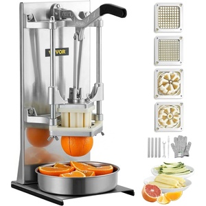 image:imageVEVOR Commercial Vegetable Fruit Chopper Stainless Steel French Fry Cutter w 4 Blades 14 38 12 Vegetable Chopper Dicer wStainless Bowl Heavy Duty Cutter for Potato Tomato Onion Mushroom14  38  6Wedge Slicer  6Wedge Apple Corer