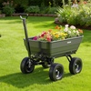 image:imageVEVOR 10 CuFt 1200LBS Poly Garden Cart Dump Wagon Heavy Duty Wheelbarrow with Convertible Handle and 13 Flat Free Tires Outdoor Yard Wagon ATV Trailer Dump Cart Tow Behind for Lawn Mower TractorDarkgrey