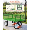 image:imageVEVOR 900 LBS Steel Garden Cart 2 in 1 Handle Heavy Duty Pullable Garden Wagon with 10 FlatFree Tires Outdoor Utility Yard Wagon Cart with Detachable Side Panels Attach to ATV or TractorGreen