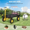 image:imageVEVOR 900 LBS Steel Garden Cart 2 in 1 Handle Heavy Duty Pullable Garden Wagon with 10 FlatFree Tires Outdoor Utility Yard Wagon Cart with Detachable Side Panels Attach to ATV or TractorBlackyellow