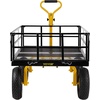 image:imageVEVOR 900 LBS Steel Garden Cart 2 in 1 Handle Heavy Duty Pullable Garden Wagon with 10 FlatFree Tires Outdoor Utility Yard Wagon Cart with Detachable Side Panels Attach to ATV or TractorBlackyellow