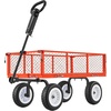 image:imageVEVOR 900 LBS Steel Garden Cart 2 in 1 Handle Heavy Duty Pullable Garden Wagon with 10 FlatFree Tires Outdoor Utility Yard Wagon Cart with Detachable Side Panels Attach to ATV or TractorRed