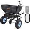 image:imageVEVOR Broadcast Spreader 50LBS Capacity Drop Spreader with Hopper Grate 18 in Spreading Width amp 30 Settings 10 in All Terrain Tires Garden amp Lawn Spreaders for Seed FertilizerWhite Hubs  Black Components