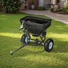 image:imageVEVOR Broadcast Spreader 50LBS Capacity Drop Spreader with Hopper Grate 18 in Spreading Width amp 30 Settings 10 in All Terrain Tires Garden amp Lawn Spreaders for Seed FertilizerWhite Hubs  Black Components