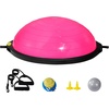 image:imageVEVOR Half Exercise Ball Trainer 2326 inch Balance Ball Trainer 1500lbs Capacity Stability Ball Yoga Ball with Resistance Bands amp Foot Pump Strength Fitness Ball for Home Gym Full Body Workout26 Ripple Pink