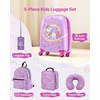 image:imageVEVOR Kids Luggage Set 2 Piece 18 Inch Hardside Rolling Wheels Suitcase with HardShell Backpack Dinosaur Kids Carry on Luggage Set Holiday Birthday Gift for Girls amp Boys Airline ApprovedUnicorn