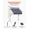 image:imageVEVOR Manual Retractable Awning 157 Outdoor Retractable Patio Awning Sunshade Shelter Height Adjustable Patio Door Window Canopy with Manual Crank Handle for Backyard Garden Balcony Dark GrayDark Gray