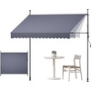 image:imageVEVOR Manual Retractable Awning 157 Outdoor Retractable Patio Awning Sunshade Shelter Height Adjustable Patio Door Window Canopy with Manual Crank Handle for Backyard Garden Balcony Dark GrayDark Gray