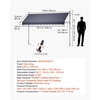 image:imageVEVOR Manual Retractable Awning 157 Outdoor Retractable Patio Awning Sunshade Shelter Height Adjustable Patio Door Window Canopy with Manual Crank Handle for Backyard Garden Balcony Dark GrayDark Gray