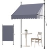 image:imageVEVOR Manual Retractable Awning 157 Outdoor Retractable Patio Awning Sunshade Shelter Height Adjustable Patio Door Window Canopy with Manual Crank Handle for Backyard Garden Balcony Dark GrayDark Gray
