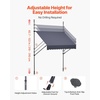 image:imageVEVOR Manual Retractable Awning 157 Outdoor Retractable Patio Awning Sunshade Shelter Height Adjustable Patio Door Window Canopy with Manual Crank Handle for Backyard Garden Balcony Dark GrayDark Gray