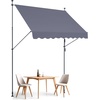 image:imageVEVOR Manual Retractable Awning 157 Outdoor Retractable Patio Awning Sunshade Shelter Height Adjustable Patio Door Window Canopy with Manual Crank Handle for Backyard Garden Balcony Dark GrayDark Gray