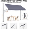 image:imageVEVOR Manual Retractable Awning 157 Outdoor Retractable Patio Awning Sunshade Shelter Height Adjustable Patio Door Window Canopy with Manual Crank Handle for Backyard Garden Balcony Dark GrayDark Gray