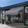 image:imageVEVOR Manual Retractable Awning 157 Outdoor Retractable Patio Awning Sunshade Shelter Height Adjustable Patio Door Window Canopy with Manual Crank Handle for Backyard Garden Balcony Dark GrayDark Gray