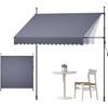 image:imageVEVOR Manual Retractable Awning 157 Outdoor Retractable Patio Awning Sunshade Shelter Height Adjustable Patio Door Window Canopy with Manual Crank Handle for Backyard Garden Balcony Dark GrayDark Gray