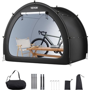 image:imageVEVOR Bike Tent 4 to 5 Bikes Outdoor Spacious Bike Storage Tent with Ventilated Window Waterproof EasytoInstall Bike Tent with High Strength Fiberglass amp Dual Zippers Fit for BicycleBlack Cabinshaped  XXL for 45 Bikes w 2 Doors