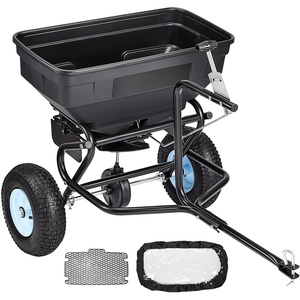 image:imageVEVOR Broadcast Spreader 50LBS Capacity Drop Spreader with Hopper Grate 18 in Spreading Width amp 30 Settings 10 in All Terrain Tires Garden amp Lawn Spreaders for Seed FertilizerWhite Hubs  Black Components