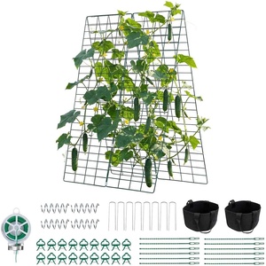 image:imageVEVOR Cucumber Trellis 46 High Foldable AFrame Garden Trellises for Raised Bed 4 Panels Metal Rustproof Outdoor Climbing Plant Support with 2 Plant Bags for Vine Peas Beans Tomato Flowers46 x 34